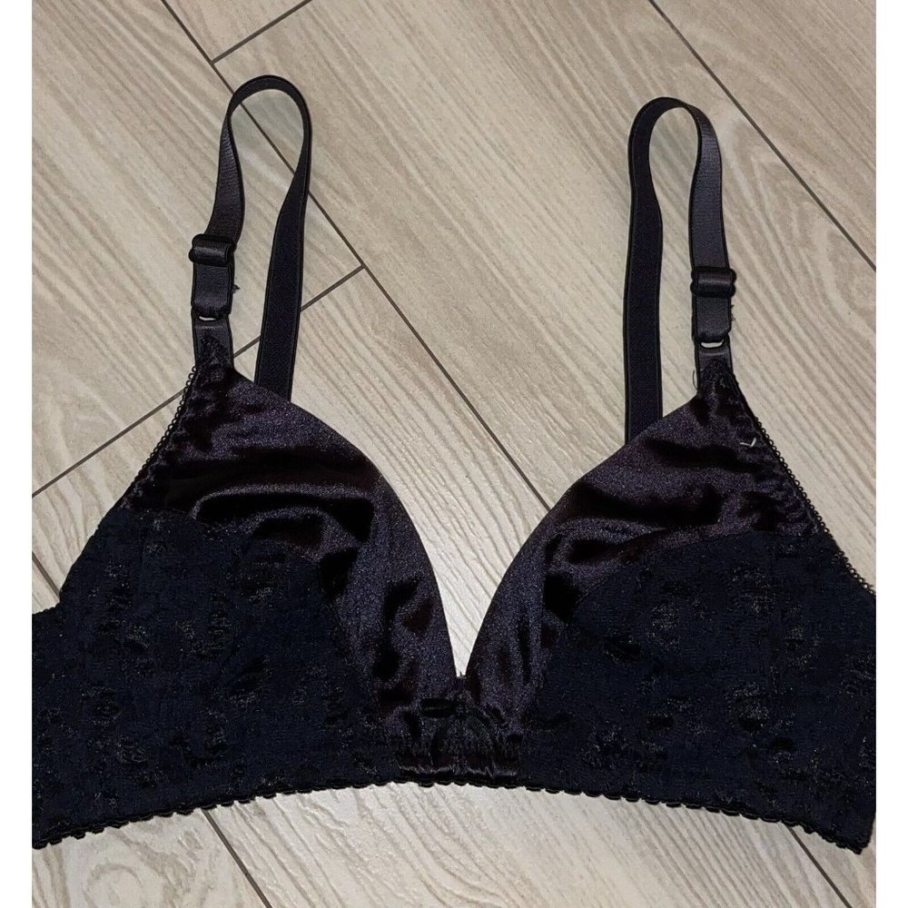 Vtg Vintage Maidenform Rendezvous 8348 Satin and Lace Bra Wire Free 34B Black - Picture 3 of 6